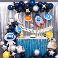 Globos de decoración de cumpleaños con tema espacial de cielo estrellado
