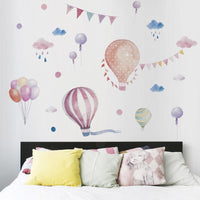 Pegatinas de pared de globo de aire caliente pegatinas decorativas de estilo chica