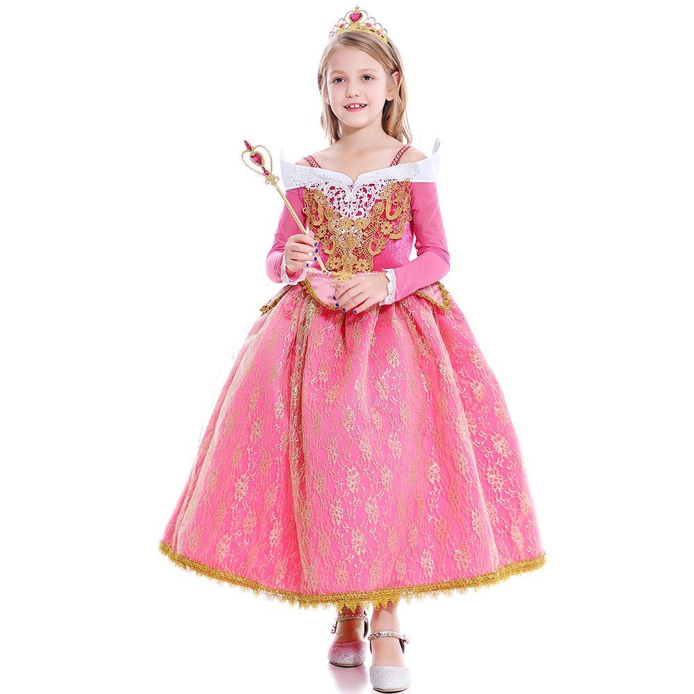 Robe et accessoires de costume en dentelle de princesse Aurora (enfant)