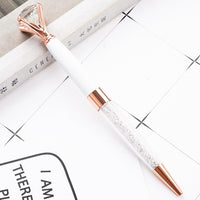 Bolígrafos de metal con adorno de diamante relleno de cristal