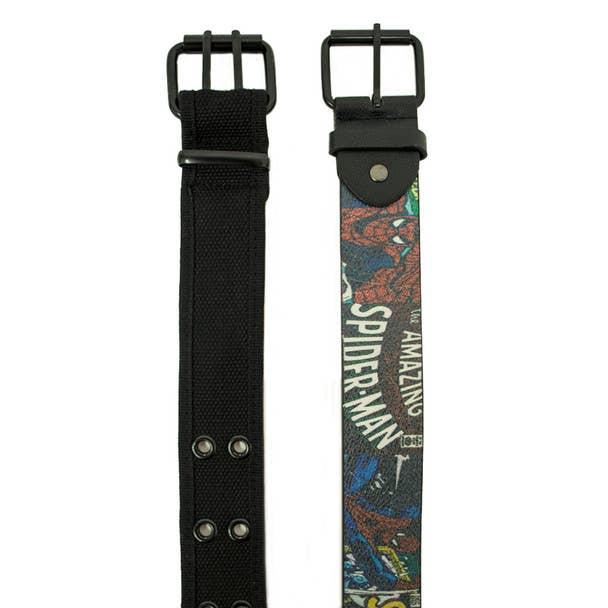 Paquete de 6 cinturones de PU con estampado de dibujos animados + cinturón con ojales de lona