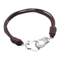 Leather Bracelet with Hand Cuff Clasps