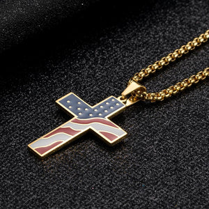 American Flag Cross Pendent