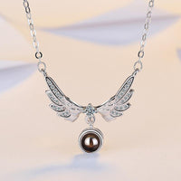 100 Languages I Love You Angel Wings Projection Necklace