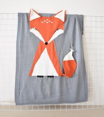 Fox or Bear Knit Baby Blankets