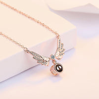 100 Languages I Love You Angel Wings Projection Necklace
