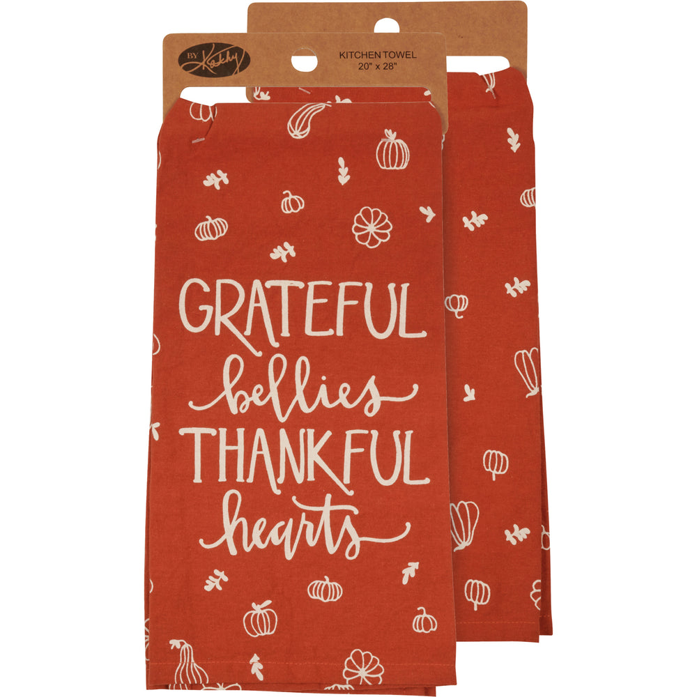 Grateful Bellies Thankful Hearts - Torchon de cuisine