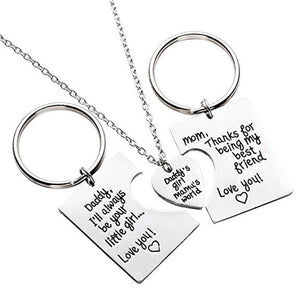 Daddy's Girl Mama's World Necklace and Keychains Set