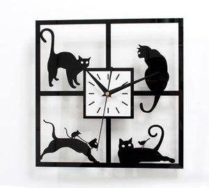 Black Mirror Cat Wall Clock
