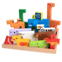 Juguetes de madera para bebés de alta calidad, bloques 3D, bloques de construcción de animales, bloques apilables de madera de haya, regalo creativo de cumpleaños y Navidad para niños