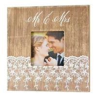 Mr & Mrs Distressed Wood & Lace Photo Frame