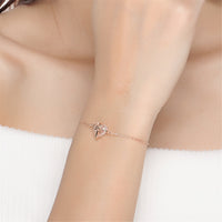 Bracelet coeur avec nœud cadeau en cristal rose