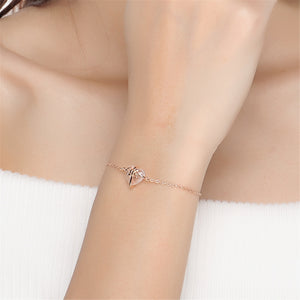 Bracelet coeur avec nœud cadeau en cristal rose