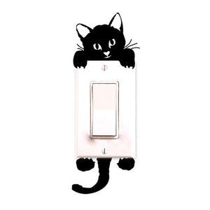 Venta caliente lindo nuevo gato pegatinas de pared interruptor de luz decoración calcomanías arte mural bebé guardería pegatina de habitación papel tapiz de PVC para sala de estar