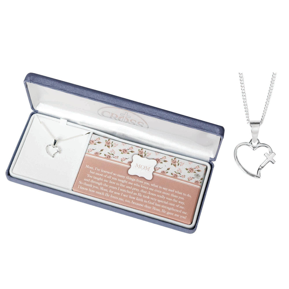 Mom God Gave Me You Open Heart and Cross Necklace