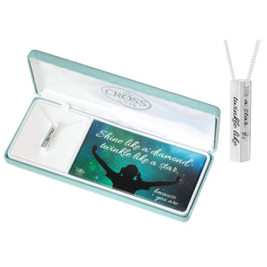 Shine Like a Diamond Vertical Bar Necklace with CZ Stones in Deluxe Gift Box with Sentiment