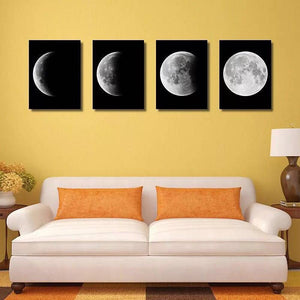 Affiches imprimées sur toile à quatre panneaux avec phases de lune