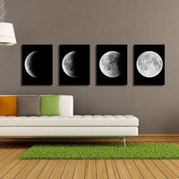 Moon Phases Four Panel Canvas Print Posters
