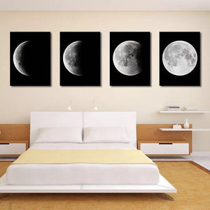 Moon Phases Four Panel Canvas Print Posters