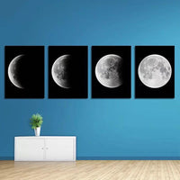 Moon Phases Four Panel Canvas Print Posters