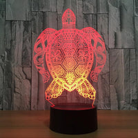 Boho Design Sea Turtle 3D LED Luz de noche que cambia de color