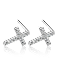 CZ Stud Cross Earrings