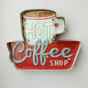 Retro Coffee Shop Sign with LED Lights