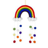 Adorno decorativo colgante con borla de arcoíris
