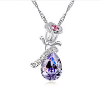 Enamored Rose Crystal Pendant Necklace Set
