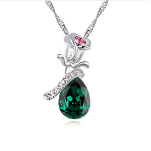 Enamored Rose Crystal Pendant Necklace Set