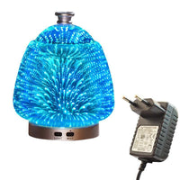 Lampe ultrasonique colorée d'aromathérapie d'huile essentielle en verre de feux d'artifice 3D