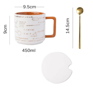 Math & Science Sketch Ceramic Mug With Lid and Spoon