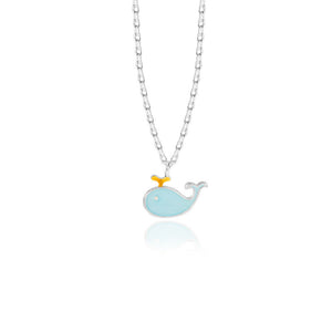 Japanese and Korean Wind Dripping Oil Craft Sky Blue Little Whale Necklace