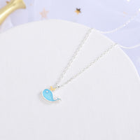 Japanese and Korean Wind Dripping Oil Craft Sky Blue Little Whale Necklace
