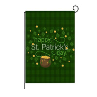 Drapeau de jardin imprimé trèfle à quatre feuilles vert de la Saint-Patrick