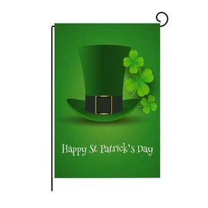 Green Four-leaf Clover Print St Patrick's Day Garden Flag