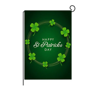 Green Four-leaf Clover Print St Patrick's Day Garden Flag