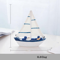 Mediterranean Wooden Canvas Boat Model Ornaments