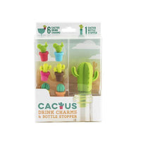 Colgantes para bebidas y tapón de botella con forma de cactus