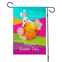 Banderas de jardín de Pascua Happy Bunny
