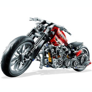 Motocicleta Chopper con bloques de construcción de simulación de amortiguador