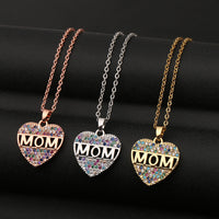 Mode coloré maman cubique zircone coeur collier pendentif décoration