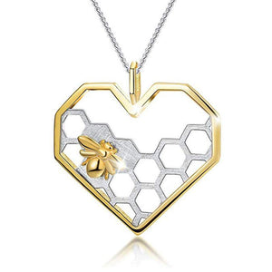 Joyería femenina en forma de corazón de abeja de plata esterlina