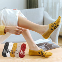 Leopard Print No-Show Socks