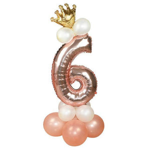 Rose Gold Number Balloon Princess Birthday