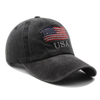 Gorra de béisbol con visera curva y bandera estadounidense lavada