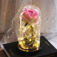 Fête des mères faveurs de mariage cadeau de demoiselle d'honneur Simulation immortelle couvercle en verre Rose ornement Led lumineux
