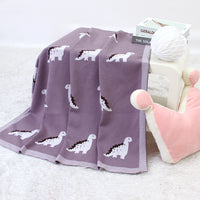 Manta de bebé, colcha de manta de bebé tejida con pequeño dinosaurio de dibujos animados