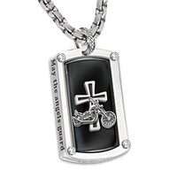 Motorcycle Cross Pendant Necklace (Mens)