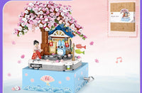 Castle & Cherry Blossom Tree Rotating Music Box Building Blocks Sets
